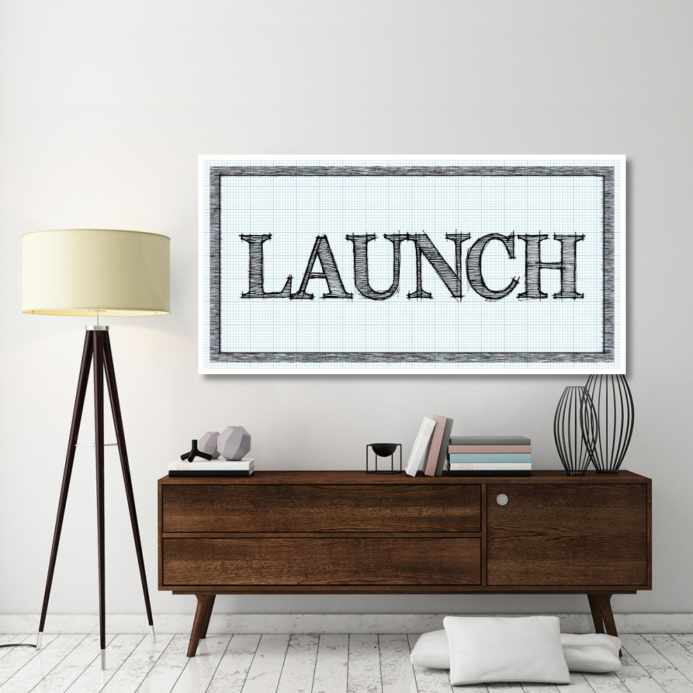 Sketched Words - Launch-Paper Art-74&quotx38"