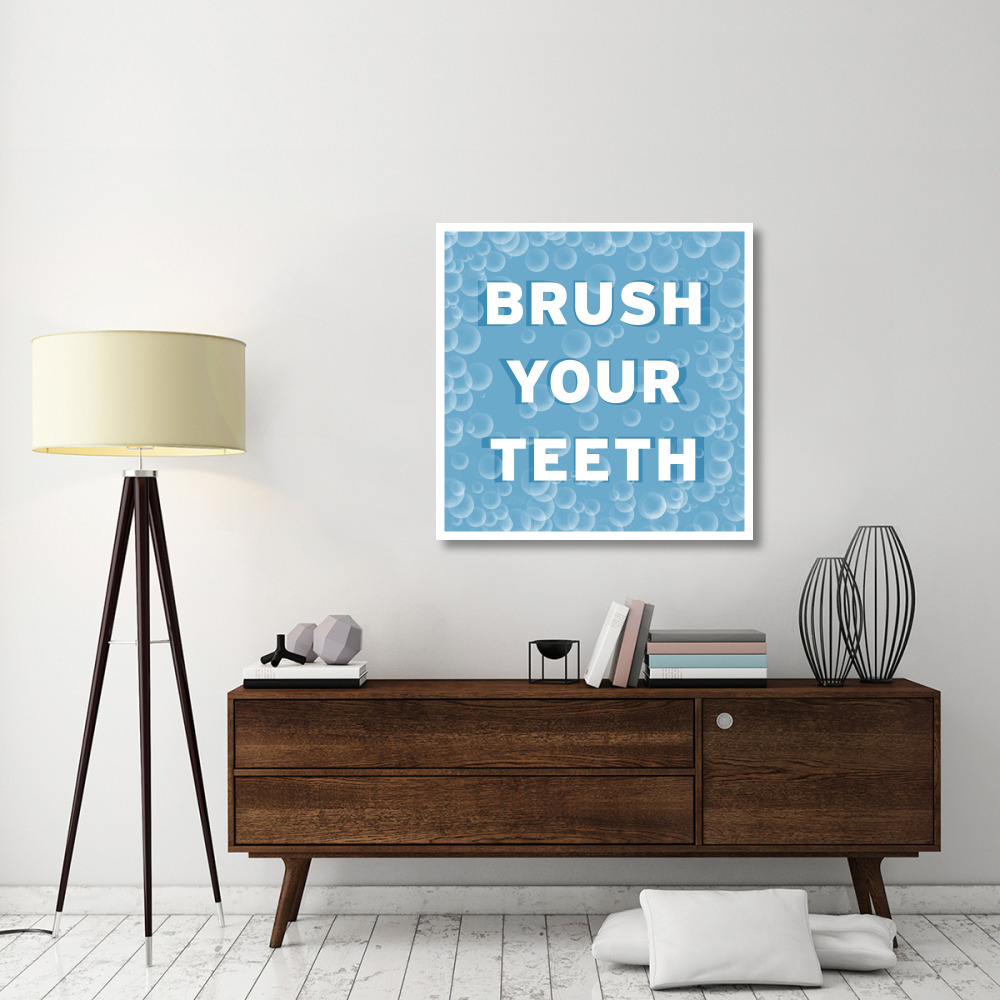 Bathroom Signs - Bubbles - Brush Your Teeth-Paper Art-38&quotx38"