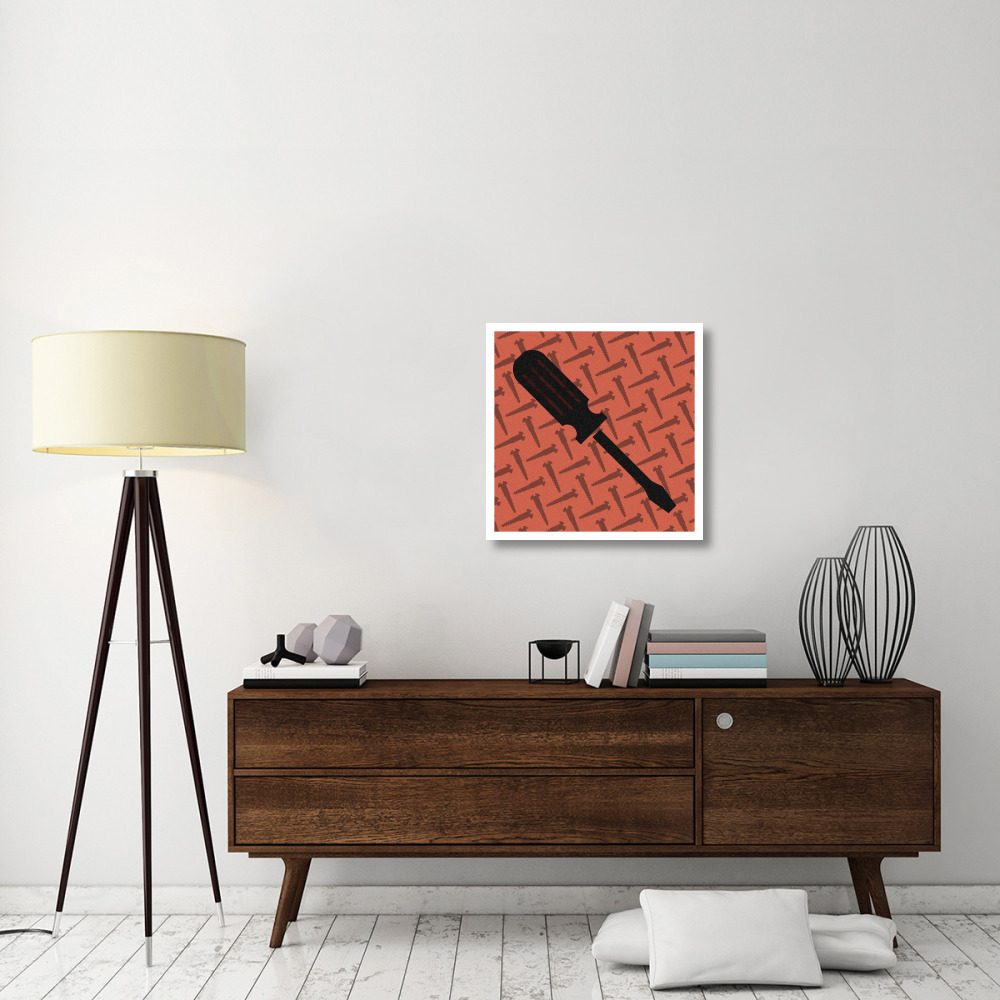 Hand Tools - Flathead Screwdriver and Screws-Paper Art-26&quotx26"