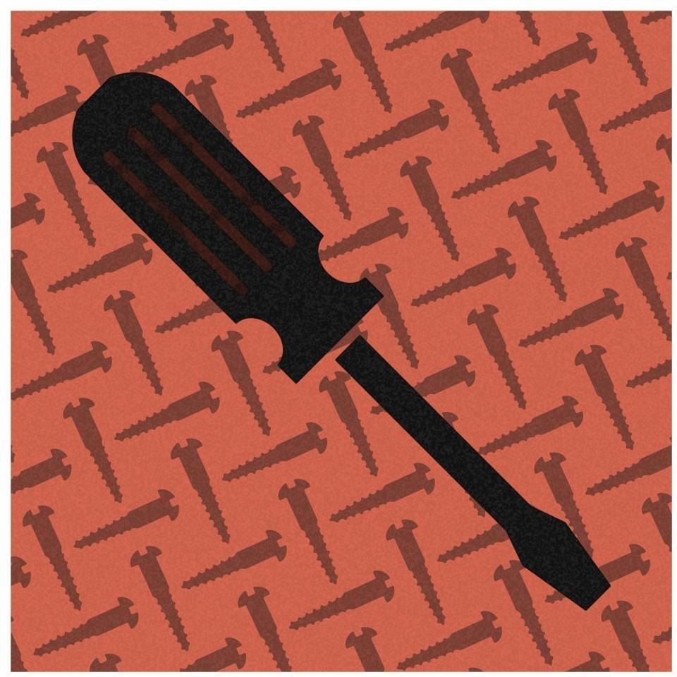 Hand Tools - Flathead Screwdriver and Screws-Paper Art-32&quotx32"