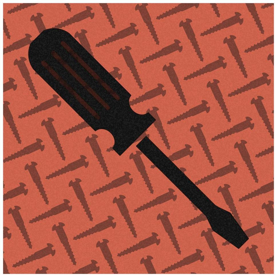 Hand Tools - Flathead Screwdriver and Screws-Paper Art-38&quotx38"
