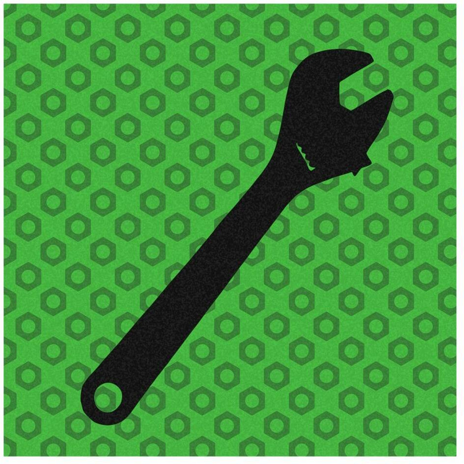Hand Tools - Wrench and Hex Nut-Paper Art-26&quotx26"