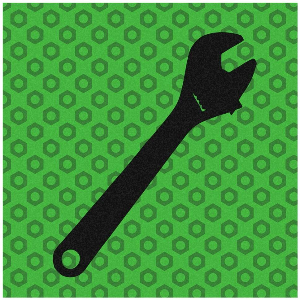 Hand Tools - Wrench and Hex Nut-Paper Art-42&quotx42"