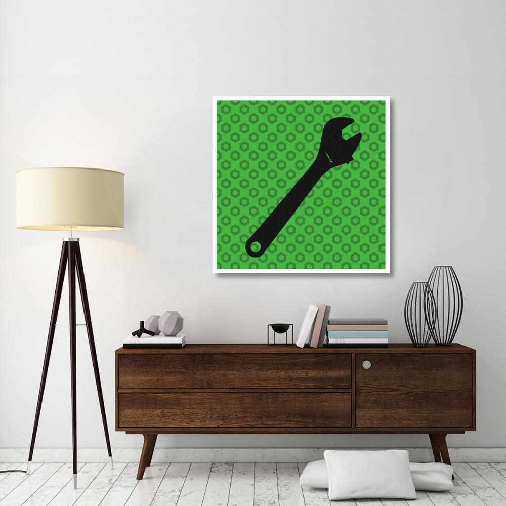 Hand Tools - Wrench and Hex Nut-Paper Art-42&quotx42"