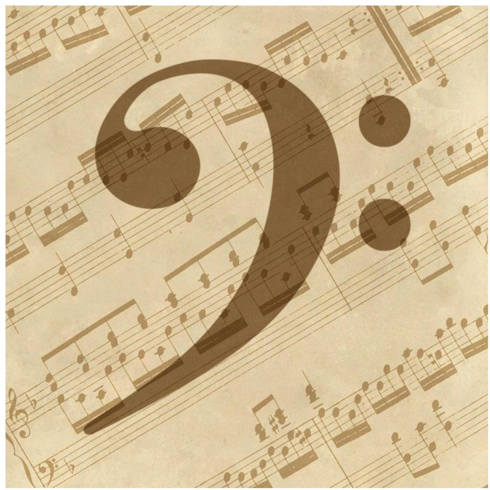Music - Bass Clef-Paper Art-38&quotx38"