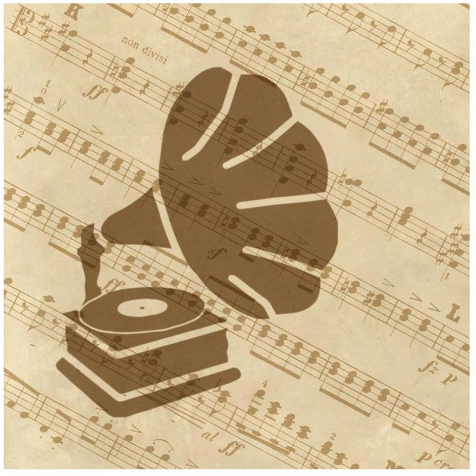 Music - Phonograph-Paper Art-26&quotx26"