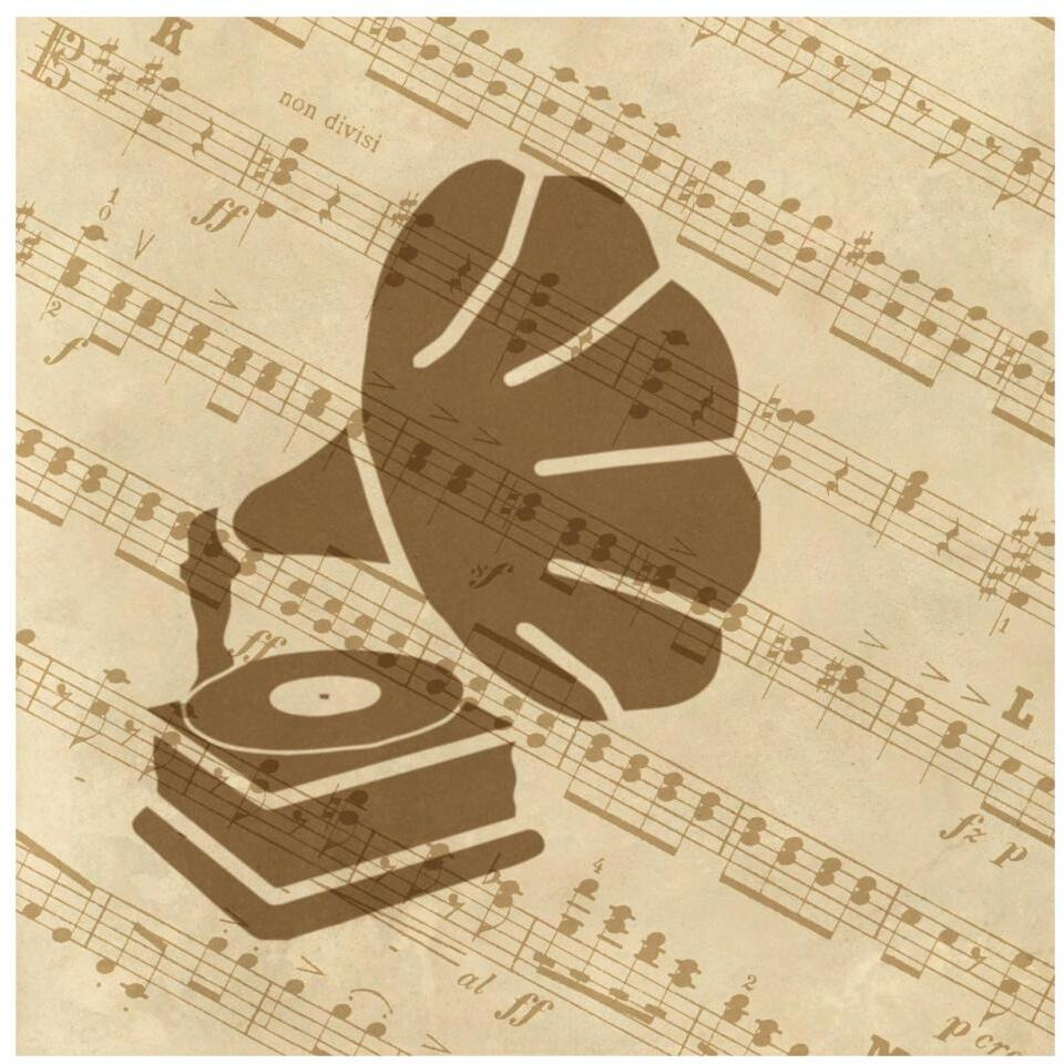 Music - Phonograph-Paper Art-32&quotx32"