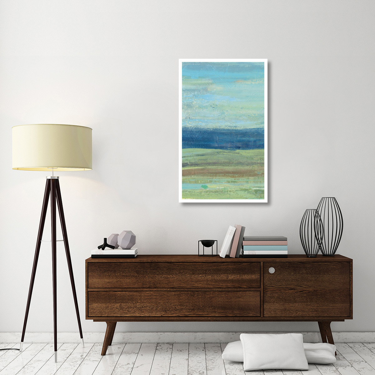 Azure Wave Panel I -Paper Art-28.4&quotx46"