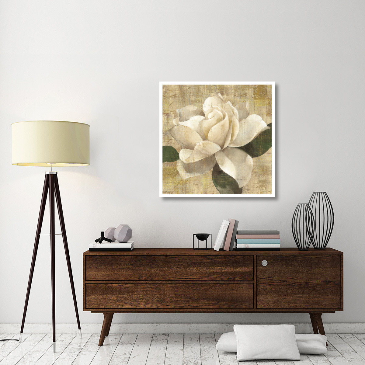 Gardenia Blossom on Script -Paper Art-38&quotx38"