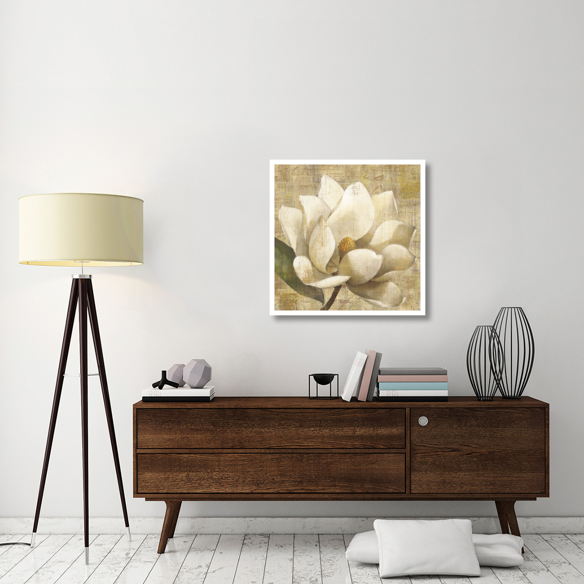 Magnolia Blossom on Script -Paper Art-32&quotx32"