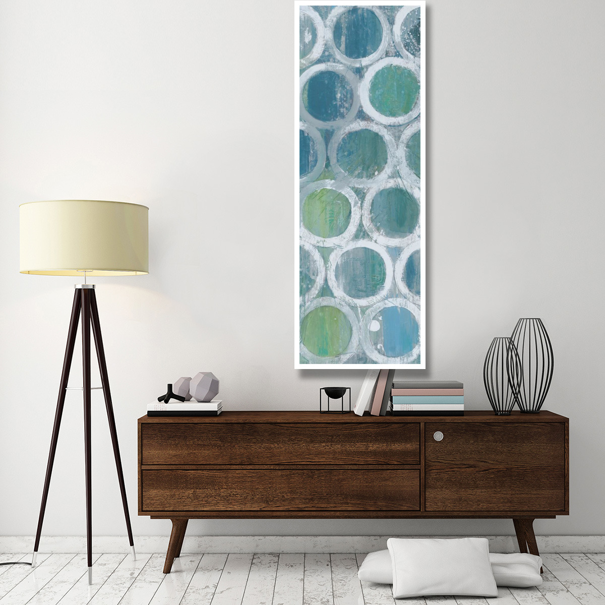 Stack of Tubes Blue III -Paper Art-26&quotx74"
