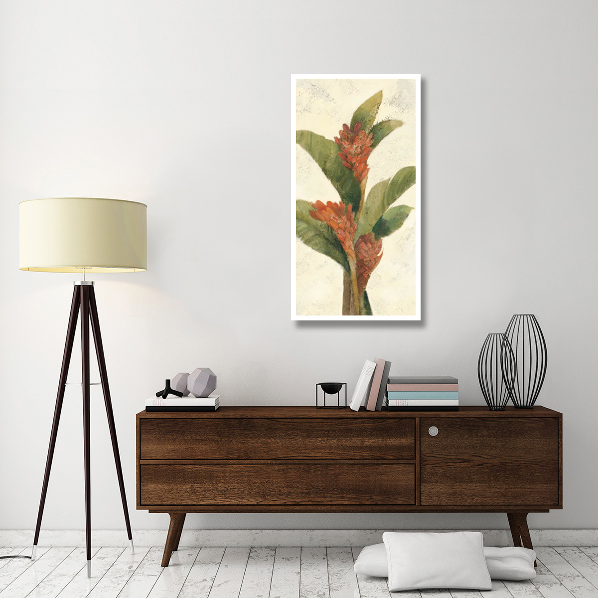Ginger Blossom on White -Paper Art-26&quotx50"