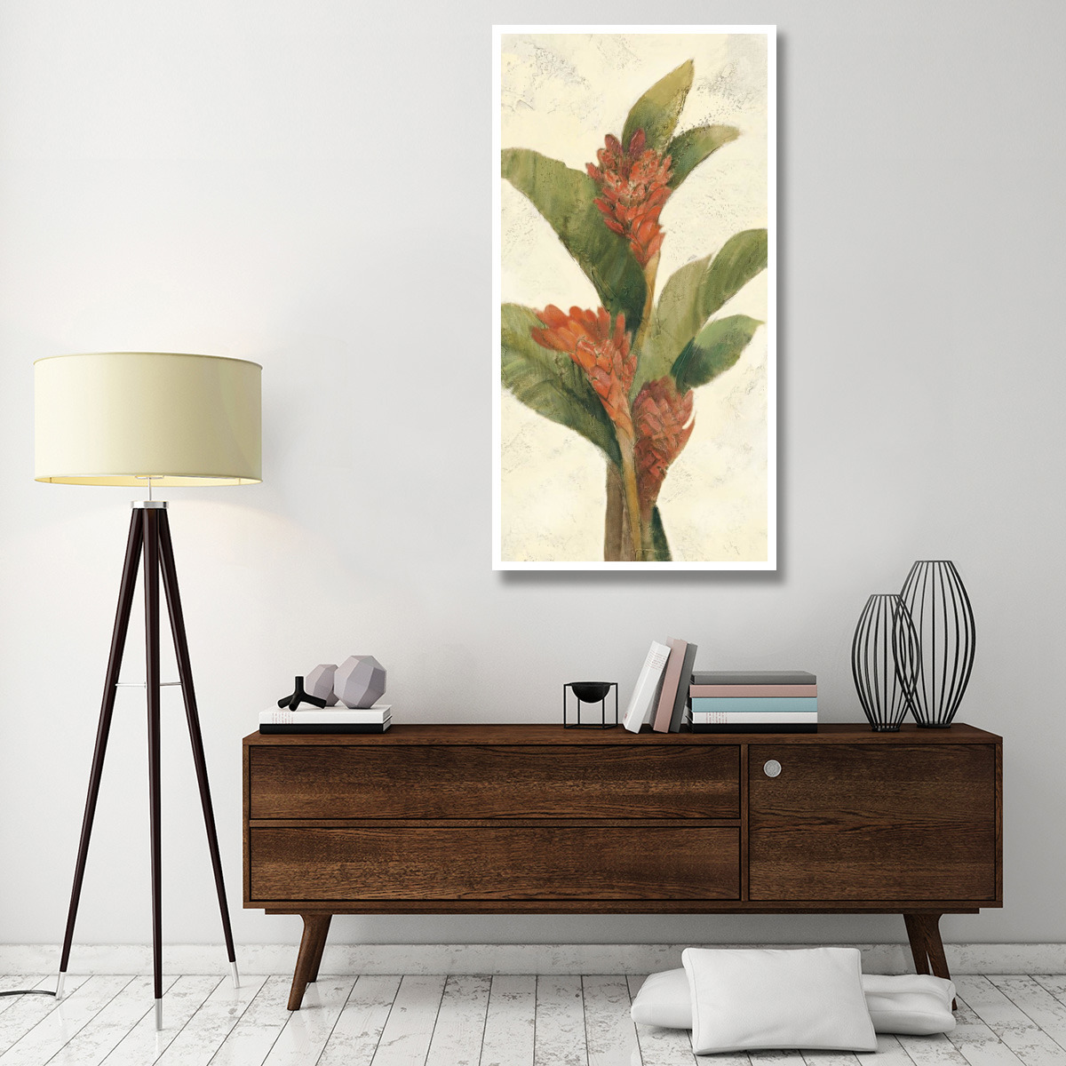 Ginger Blossom on White -Paper Art-32&quotx62"