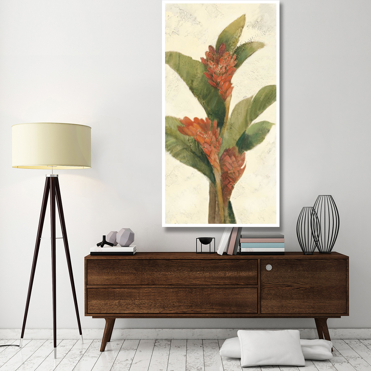 Ginger Blossom on White -Paper Art-38&quotx74"