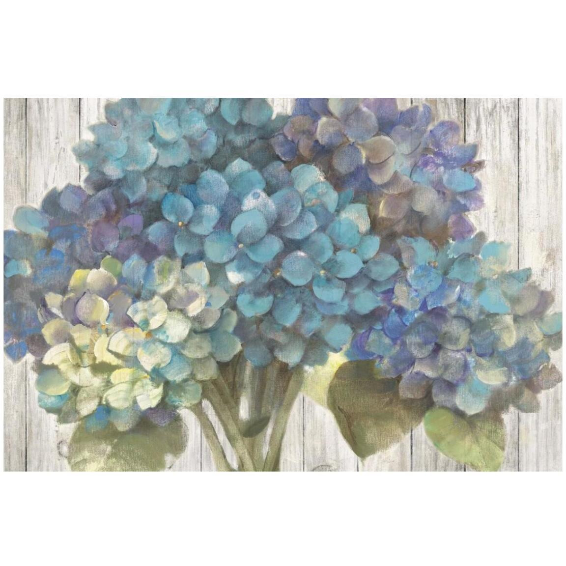 Turquoise Hydrangea on Barn Board -Paper Art-20&quotx14"