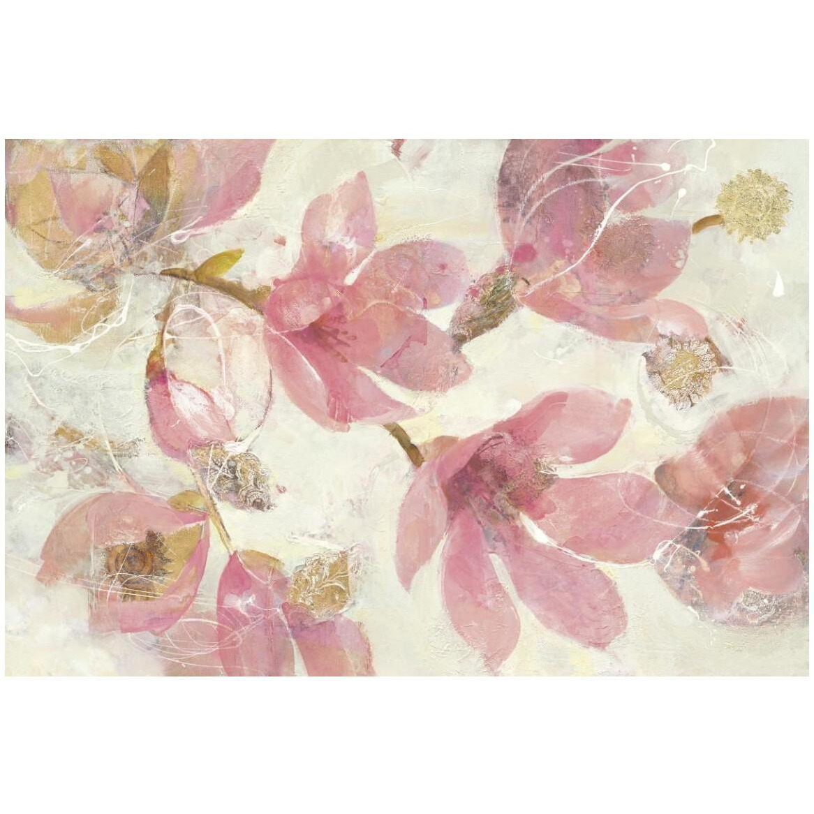 Magnolias in Bloom on White -Paper Art-50&quotx34"
