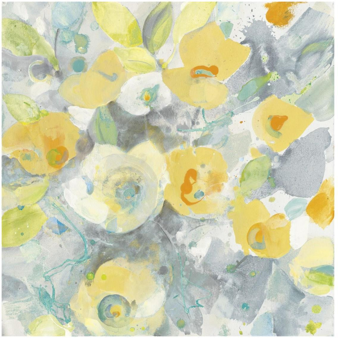Buttercups II Turquoise -Paper Art-32&quotx32"