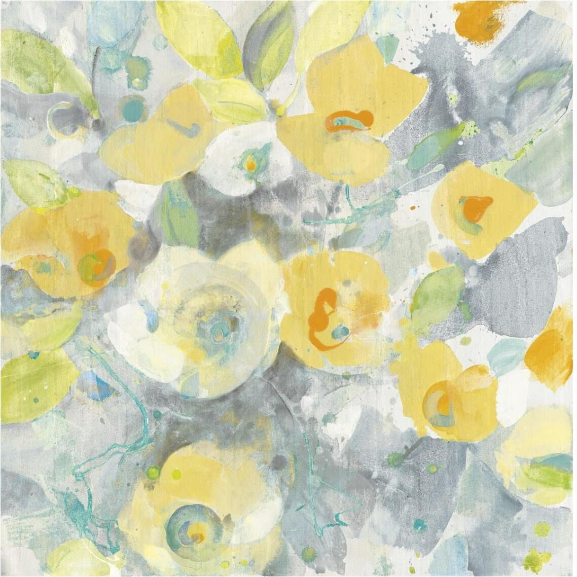 Buttercups II Turquoise -Paper Art-38&quotx38"