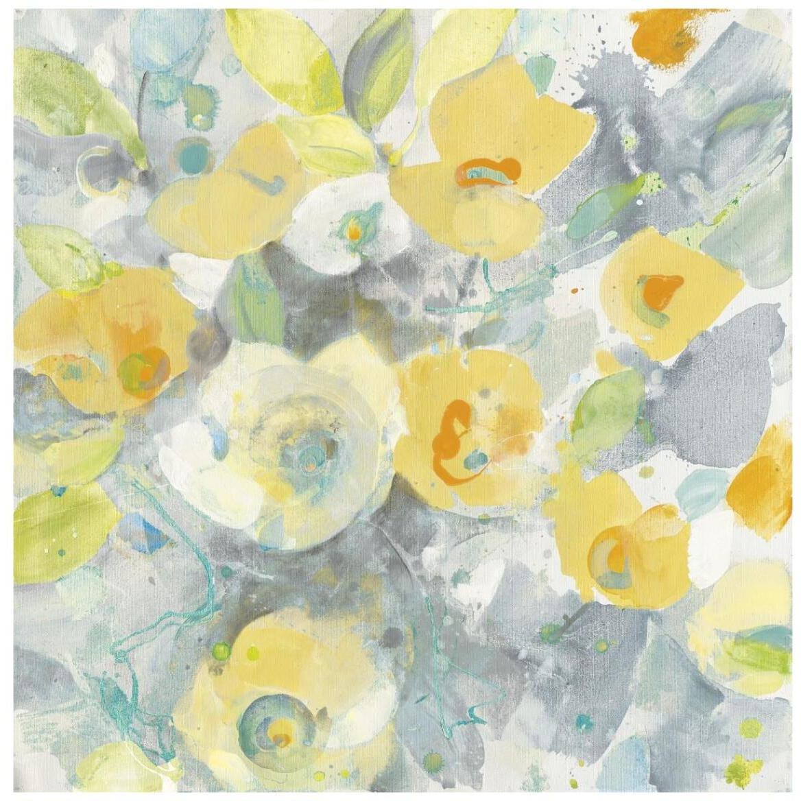 Buttercups II Turquoise -Paper Art-42&quotx42"