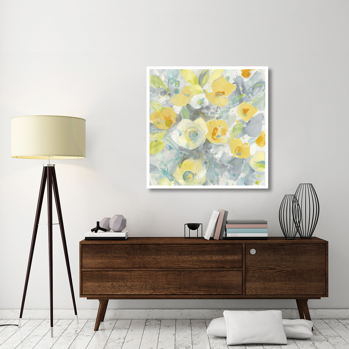 Buttercups II Turquoise -Paper Art-42&quotx42"