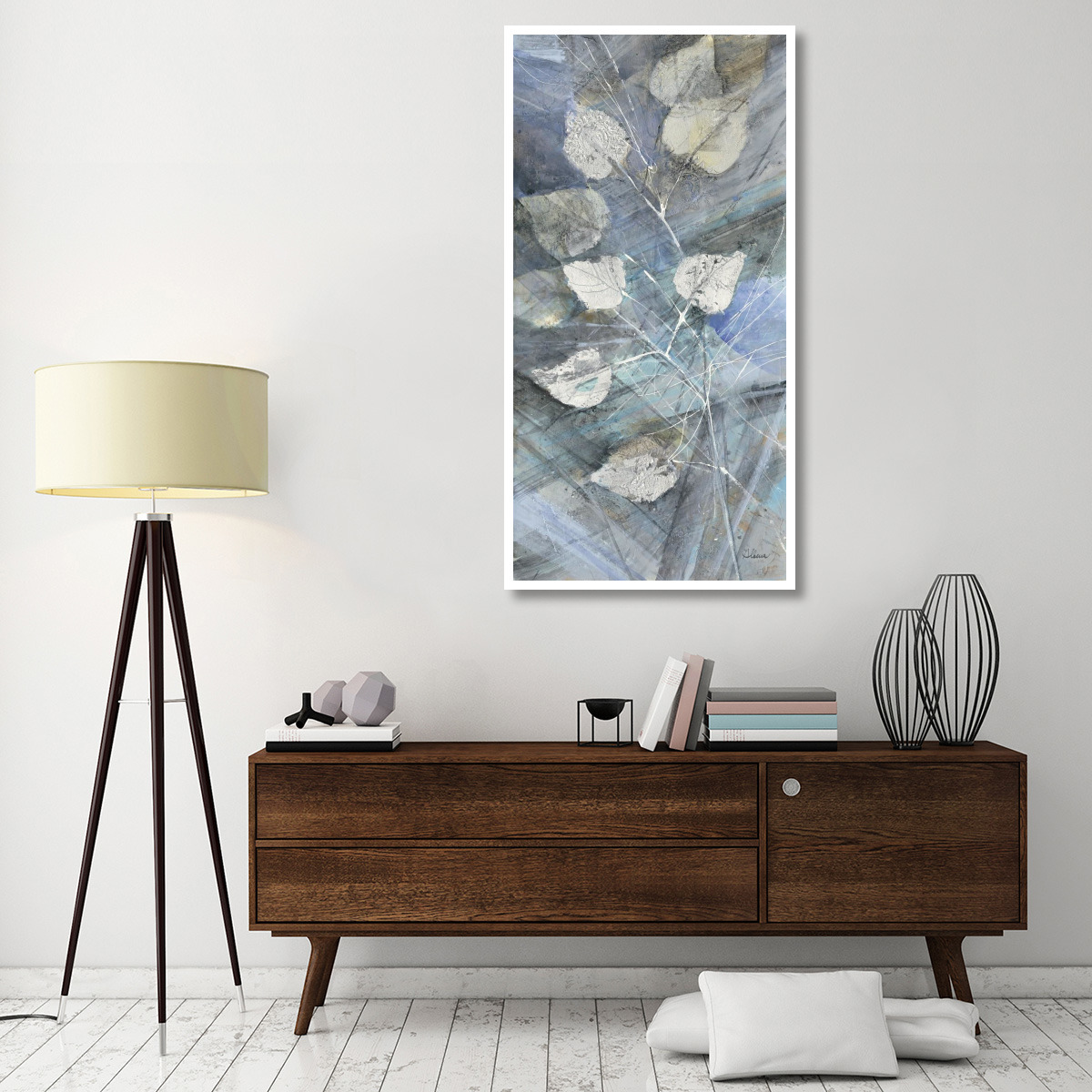 Silver Leaves I -Paper Art-32&quotx62"