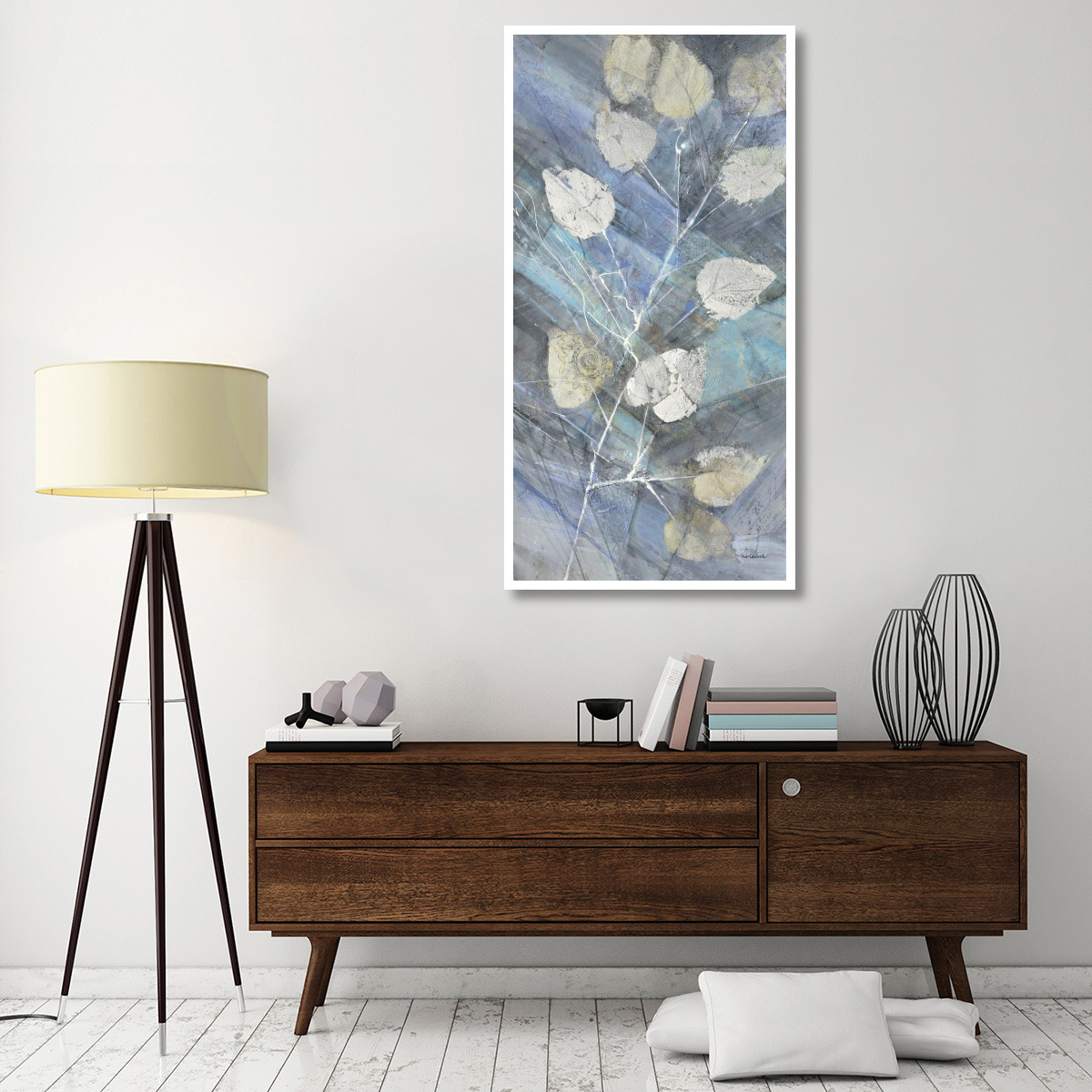 Silver Leaves II -Paper Art-32&quotx62"
