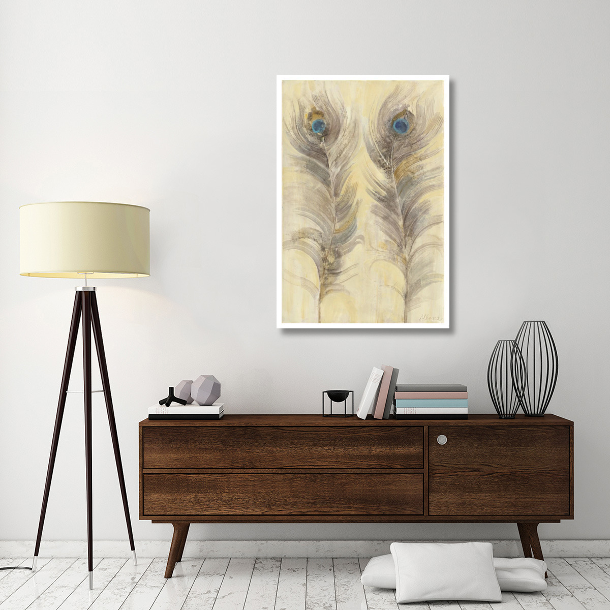 Blue Eyed Feathers -Paper Art-34&quotx50"