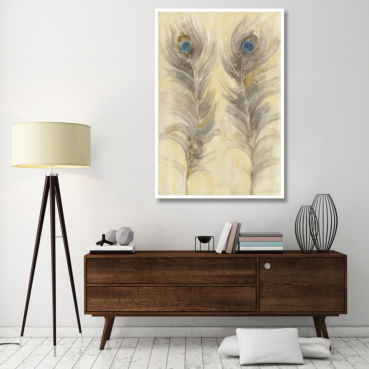 Blue Eyed Feathers -Paper Art-42&quotx62"