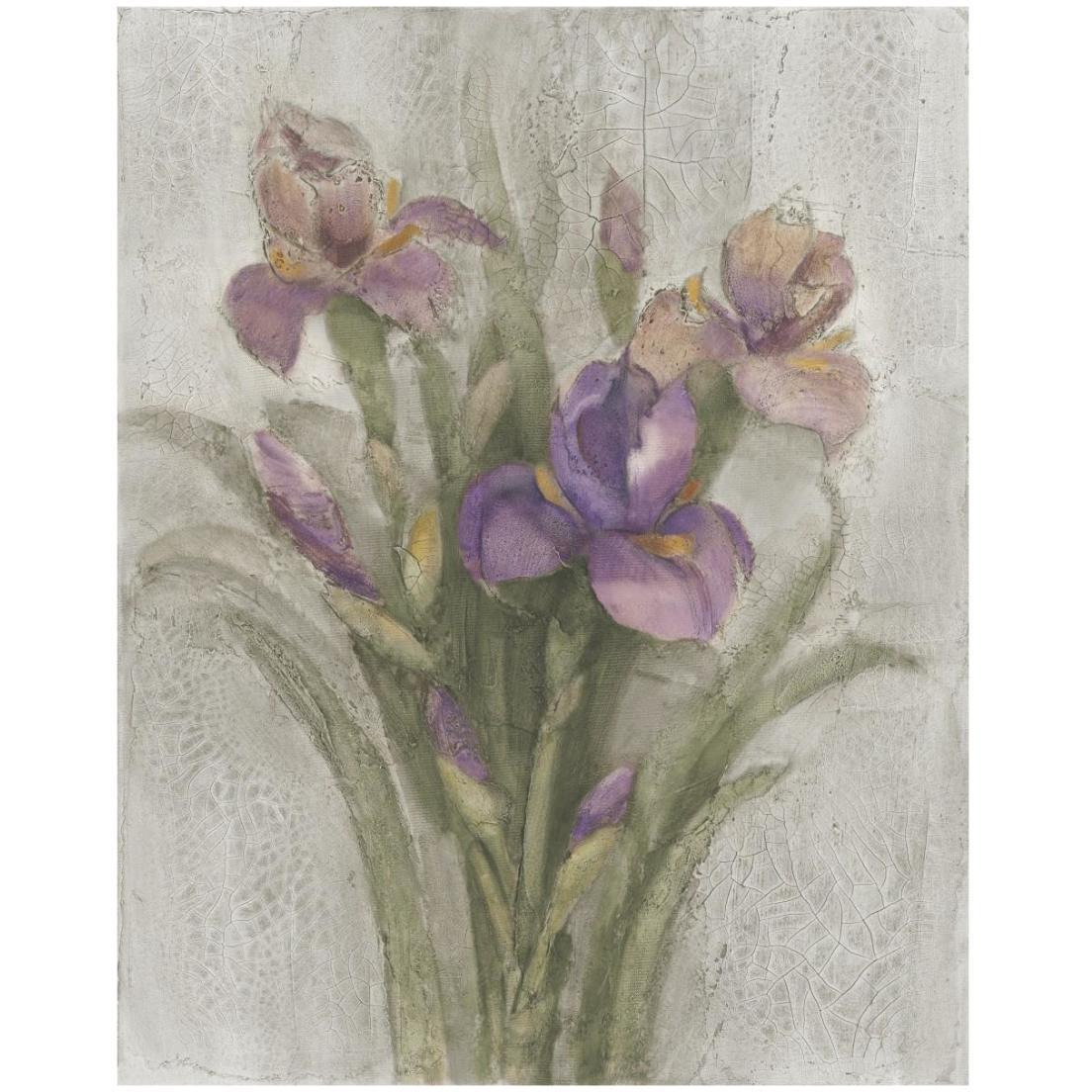 Purple Iris Garden on Grey -Paper Art-18&quotx22"