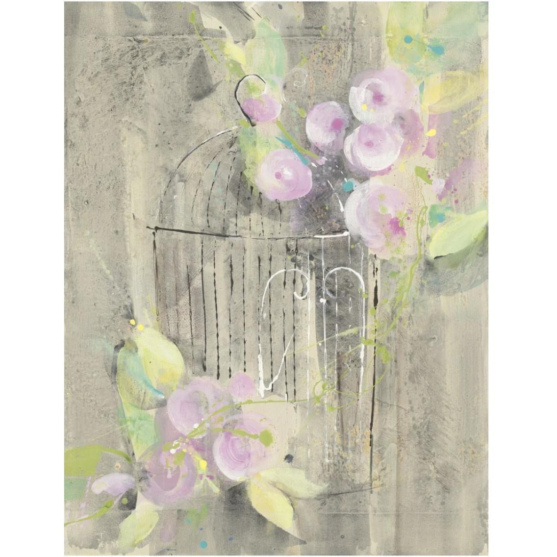 Birdcage Floral I -Paper Art-14&quotx18"
