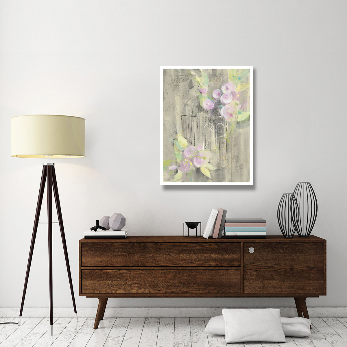 Birdcage Floral I -Paper Art-32&quotx42"