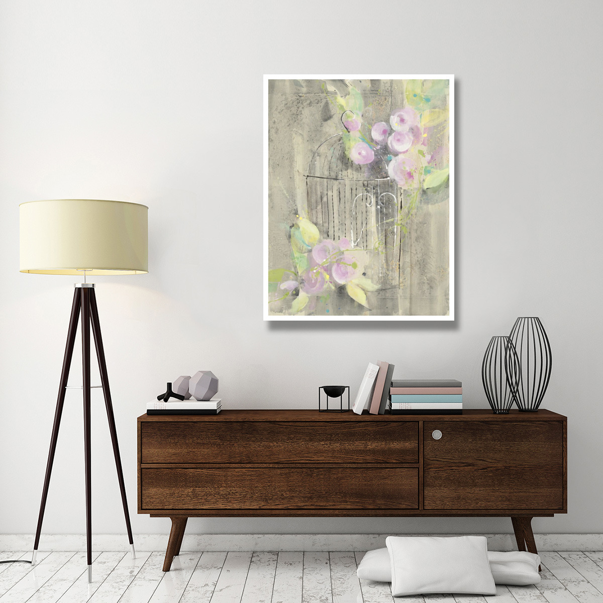 Birdcage Floral I -Paper Art-38&quotx50"