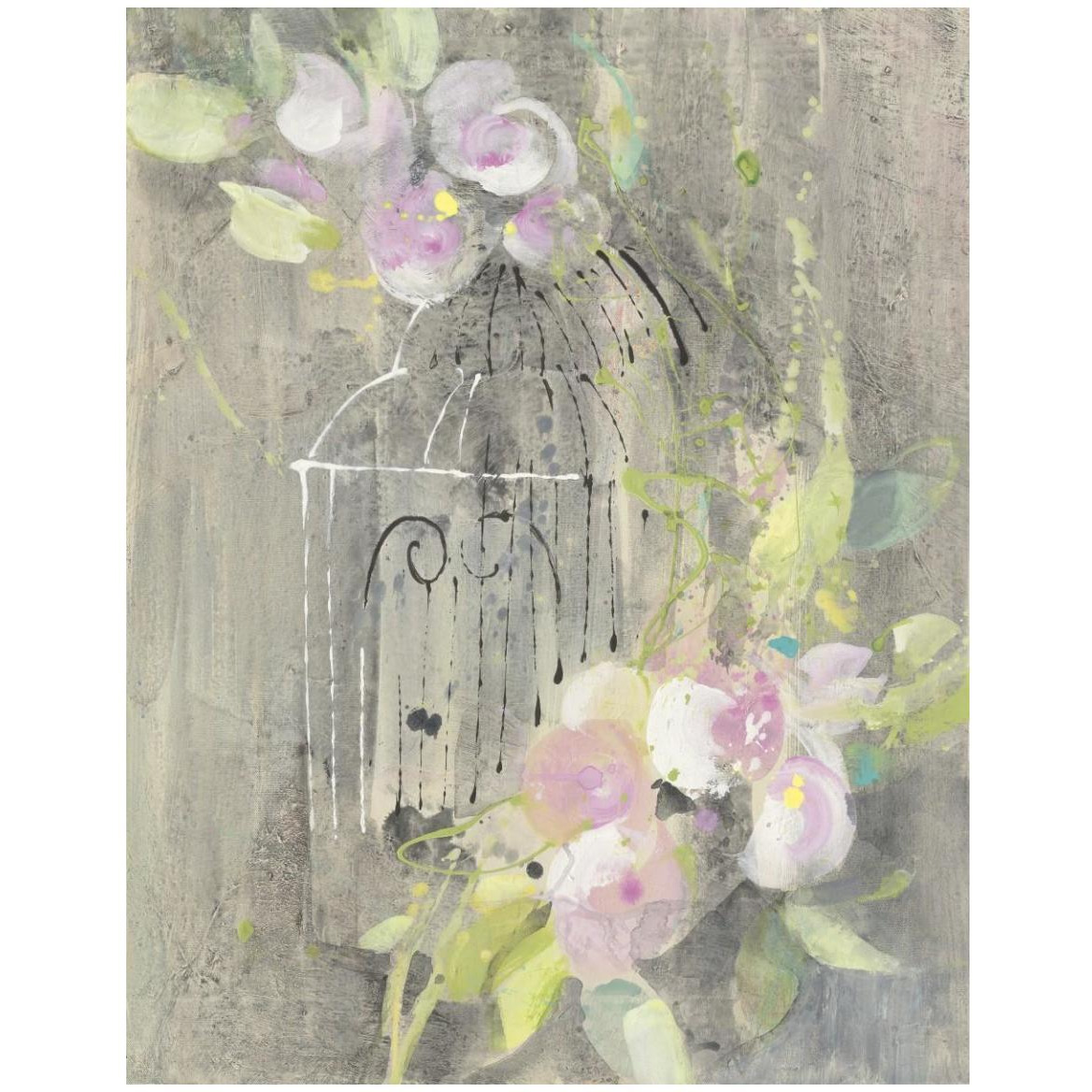Birdcage Floral II -Paper Art-38&quotx50"