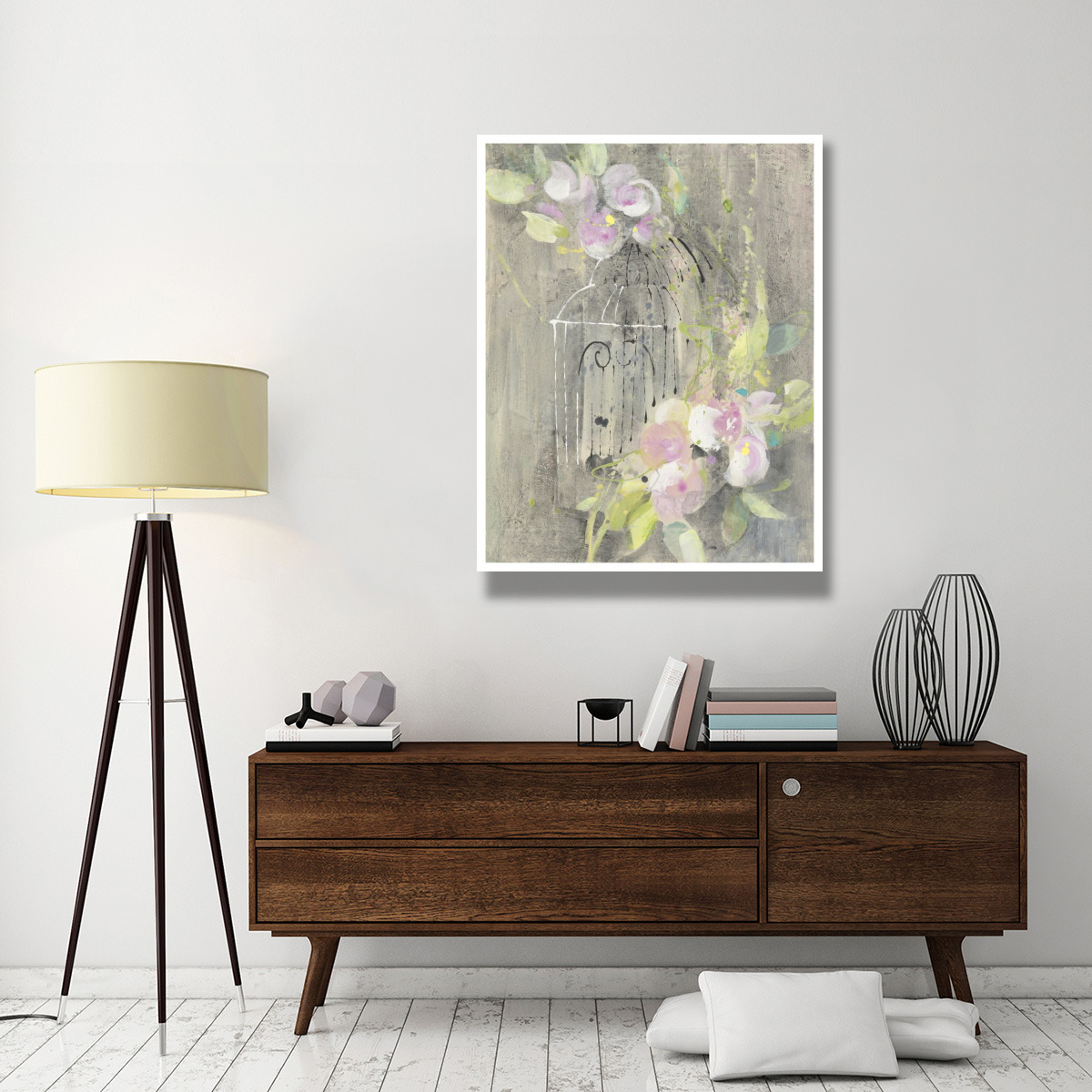 Birdcage Floral II -Paper Art-38&quotx50"