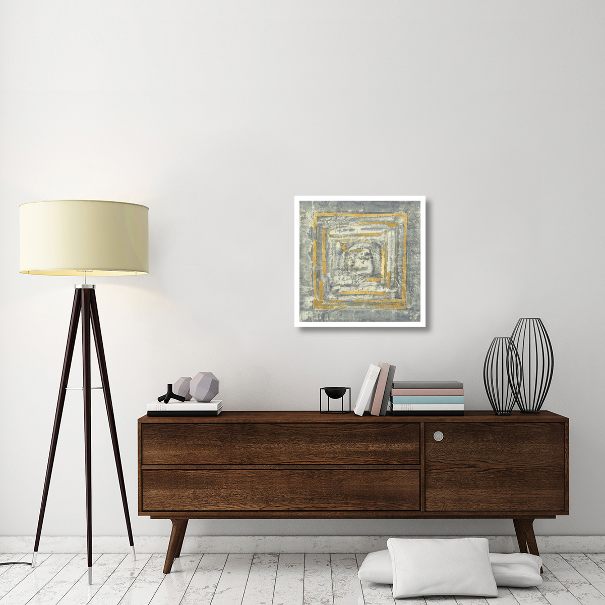 Gold Tapestry I Gold and White -Paper Art-26&quotx26"