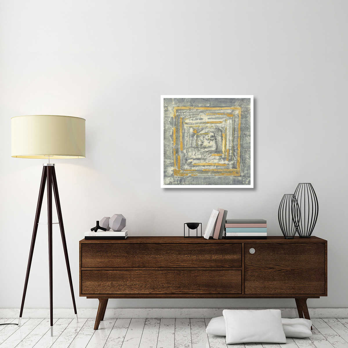 Gold Tapestry I Gold and White -Paper Art-32&quotx32"