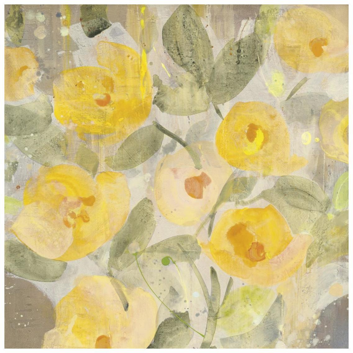Poppy Garden I Yellow Flowers -Paper Art-26&quotx26"