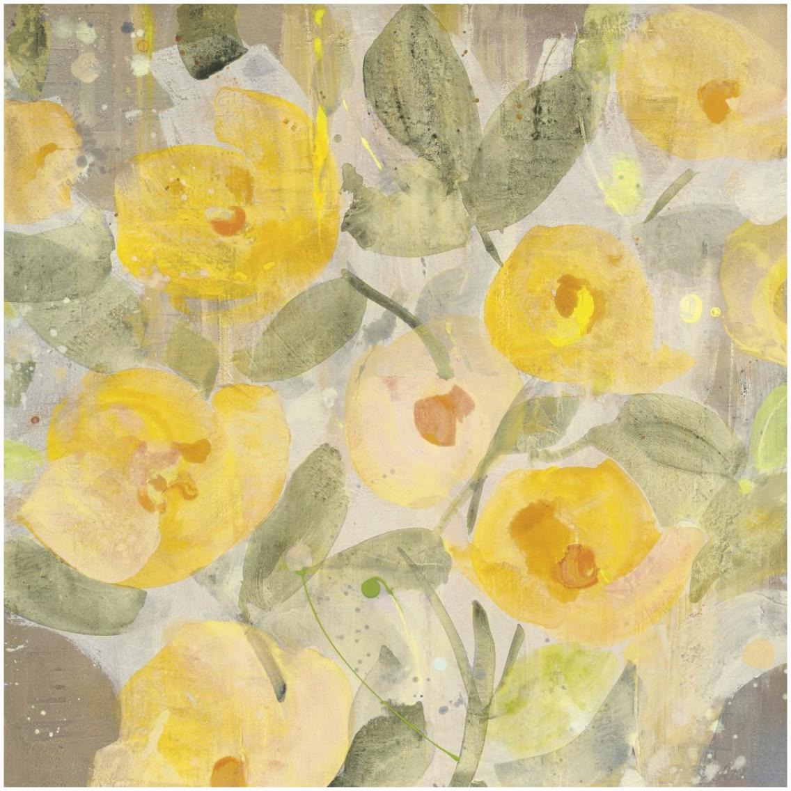 Poppy Garden I Yellow Flowers -Paper Art-32&quotx32"