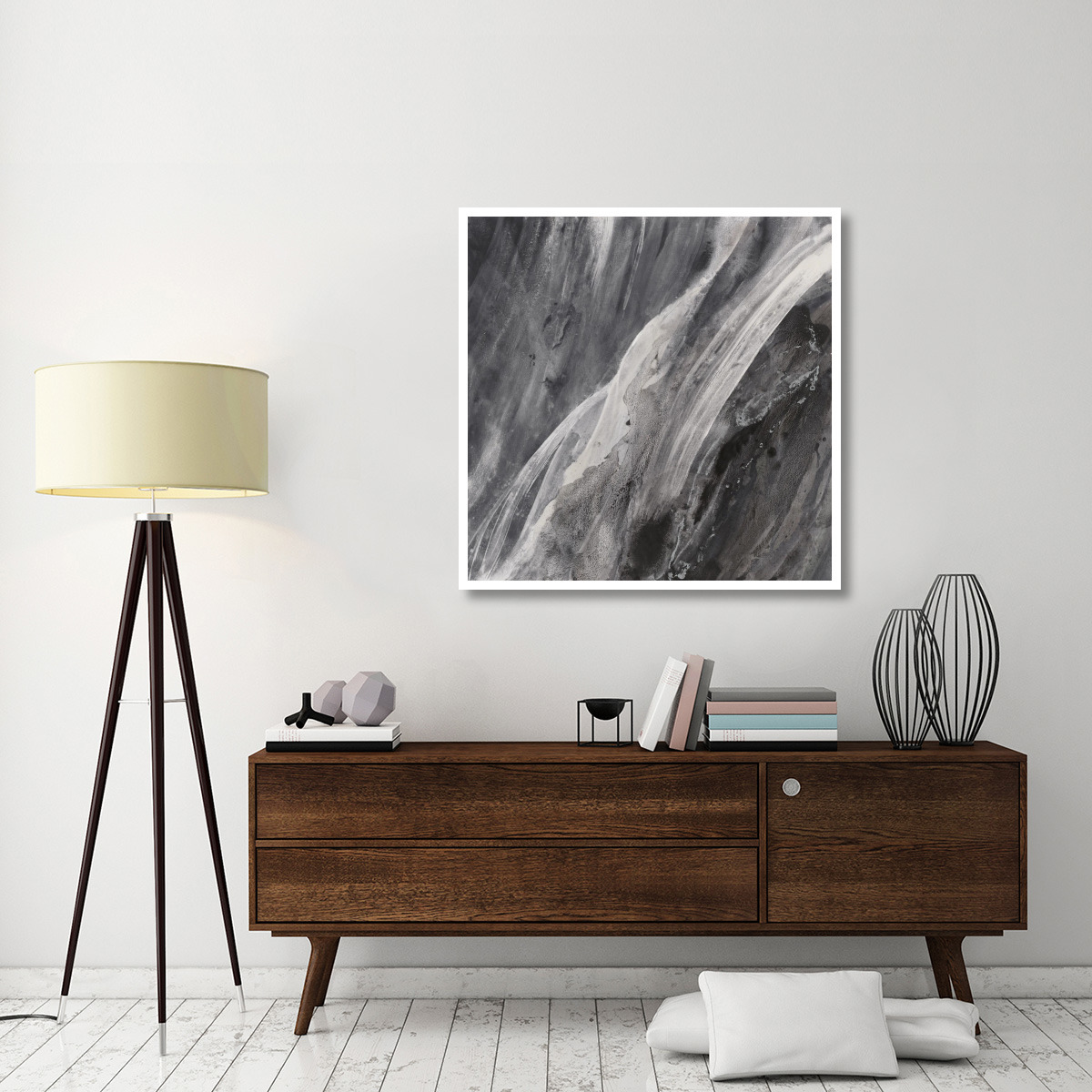 Dark Grey Splash -Paper Art-42&quotx42"