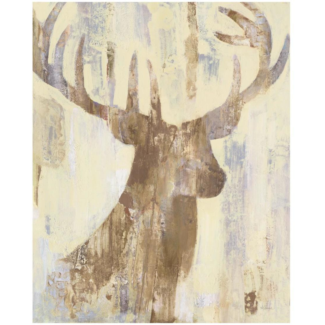 Golden Antlers I Neutral Grey -Paper Art-18&quotx22"