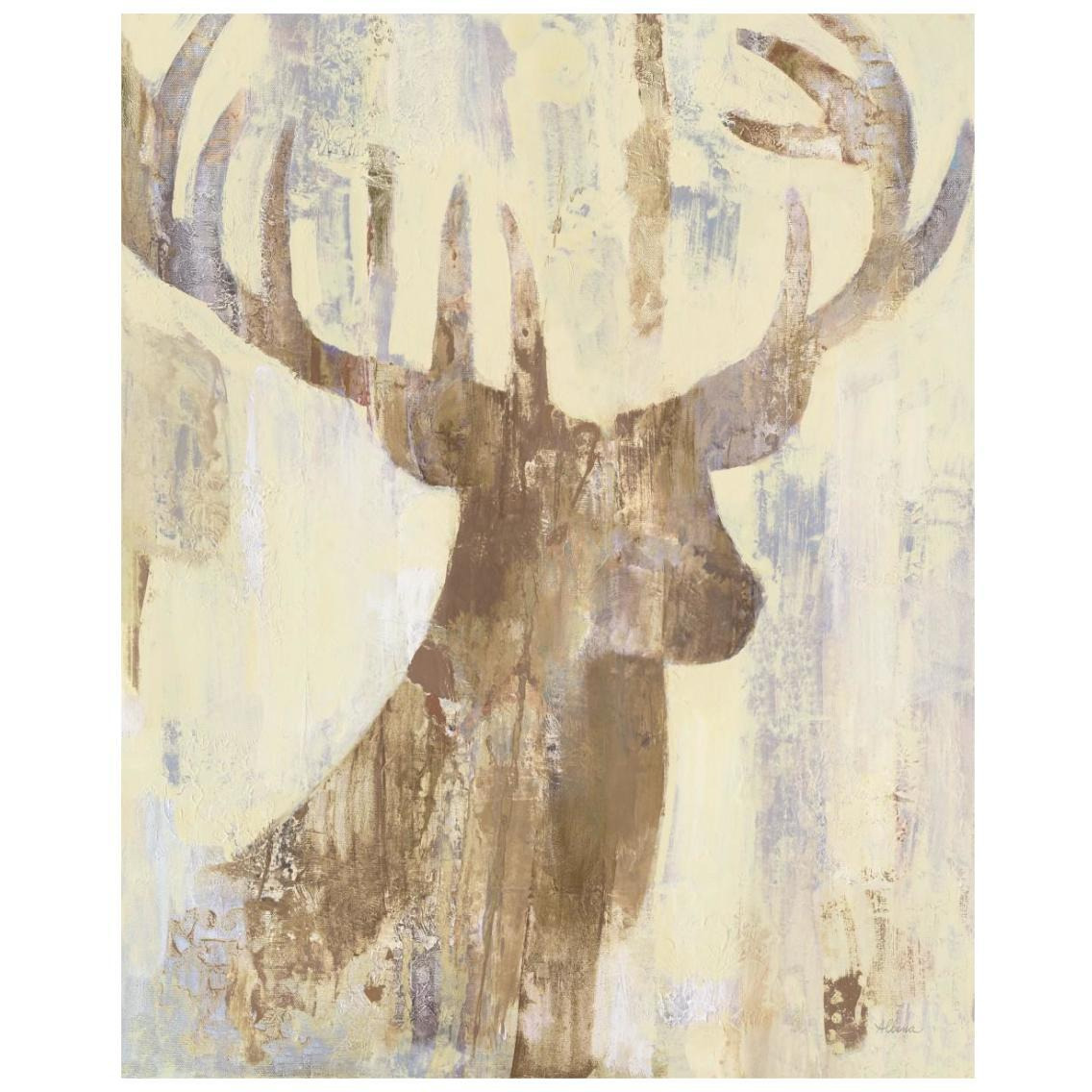 Golden Antlers I Neutral Grey -Paper Art-22&quotx26"