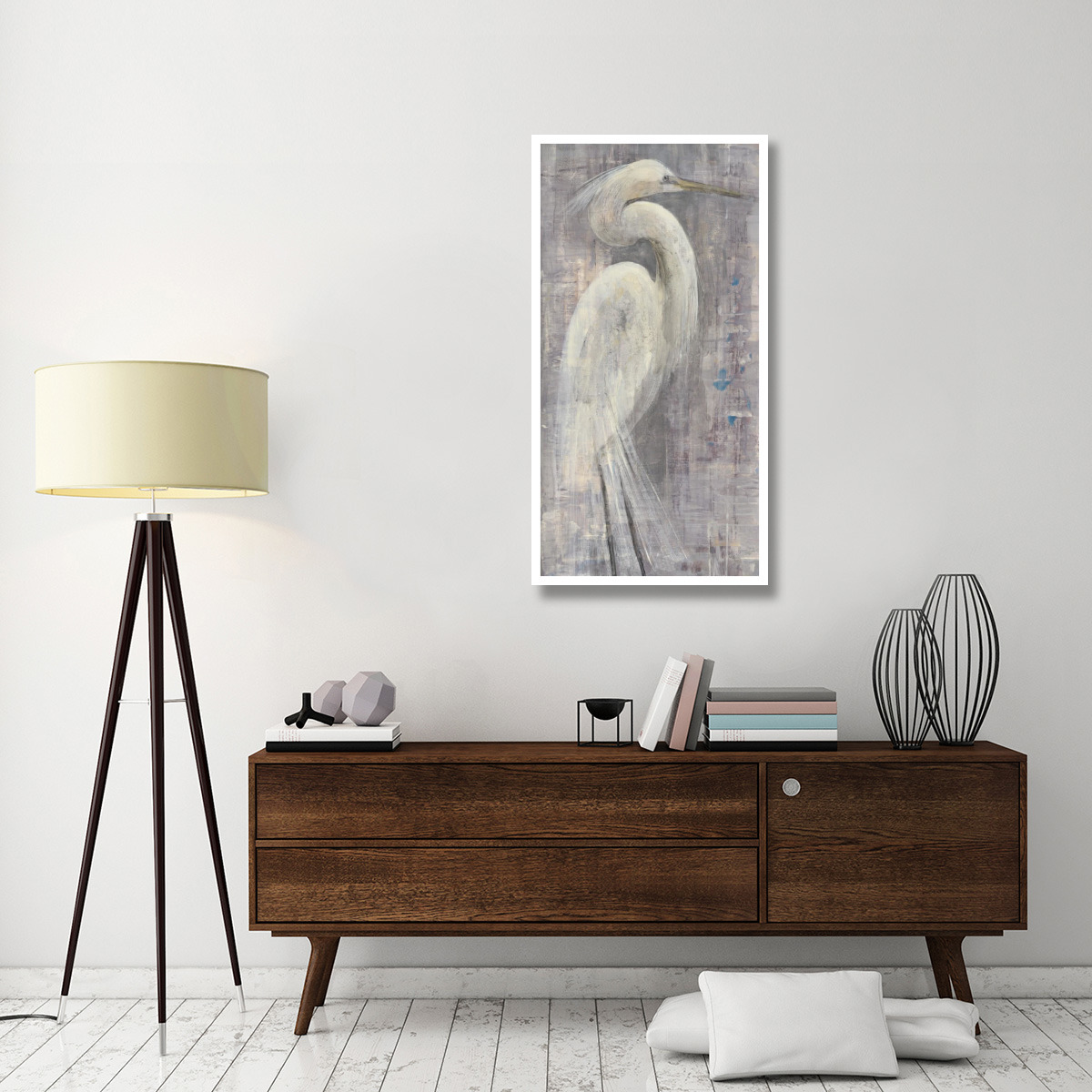 Coastal Egret I Legs -Paper Art-26&quotx50"