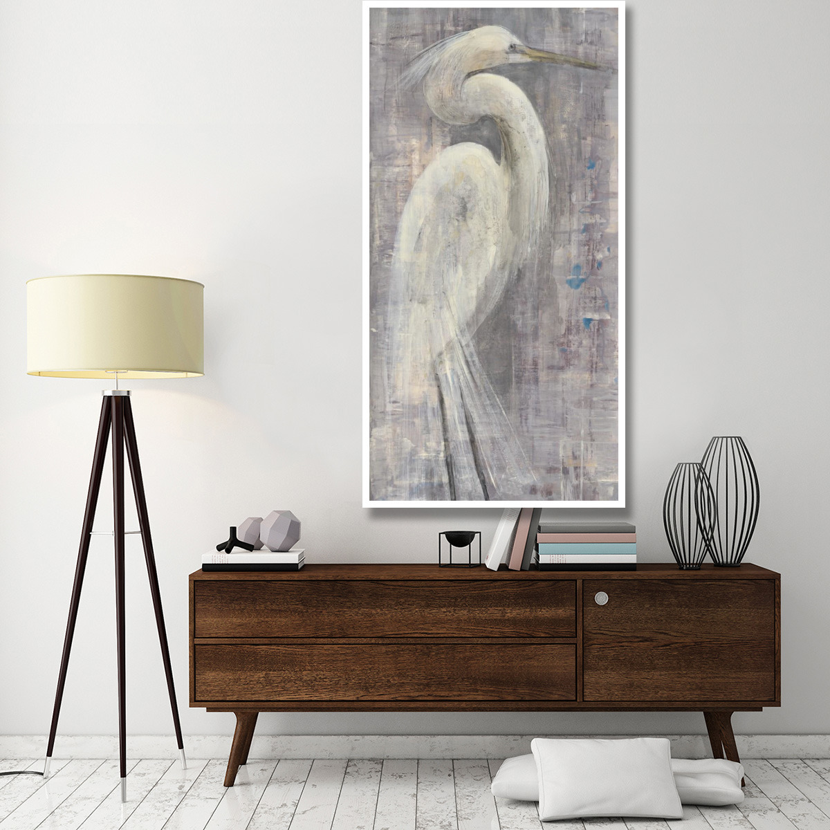 Coastal Egret I Legs -Paper Art-38&quotx74"
