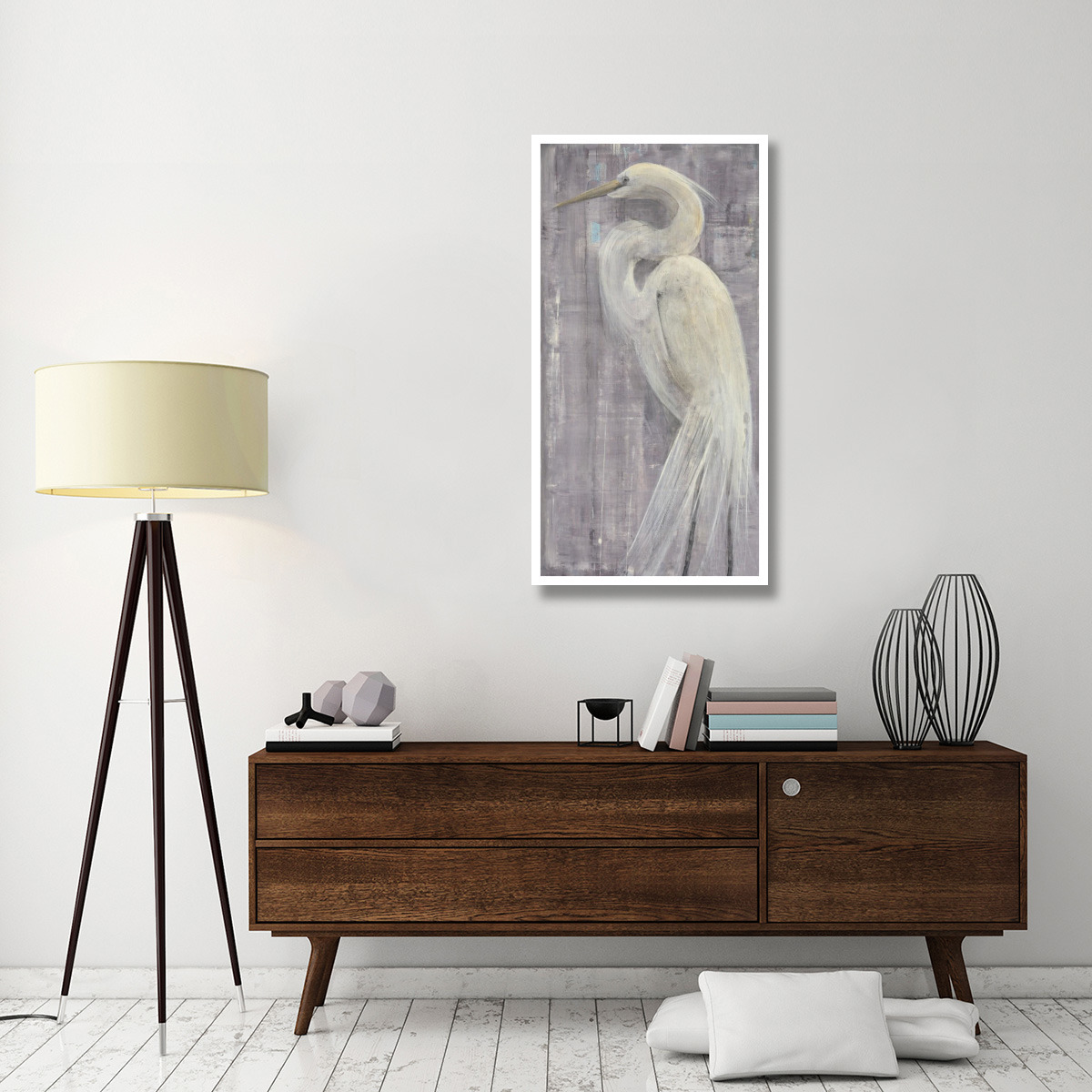 Coastal Egret II Legs -Paper Art-26&quotx50"
