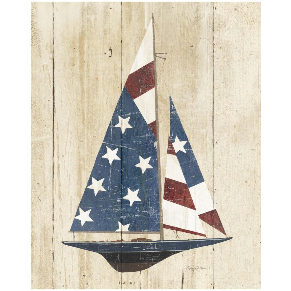 American Flag Sailboat -Paper Art-18&quotx22"