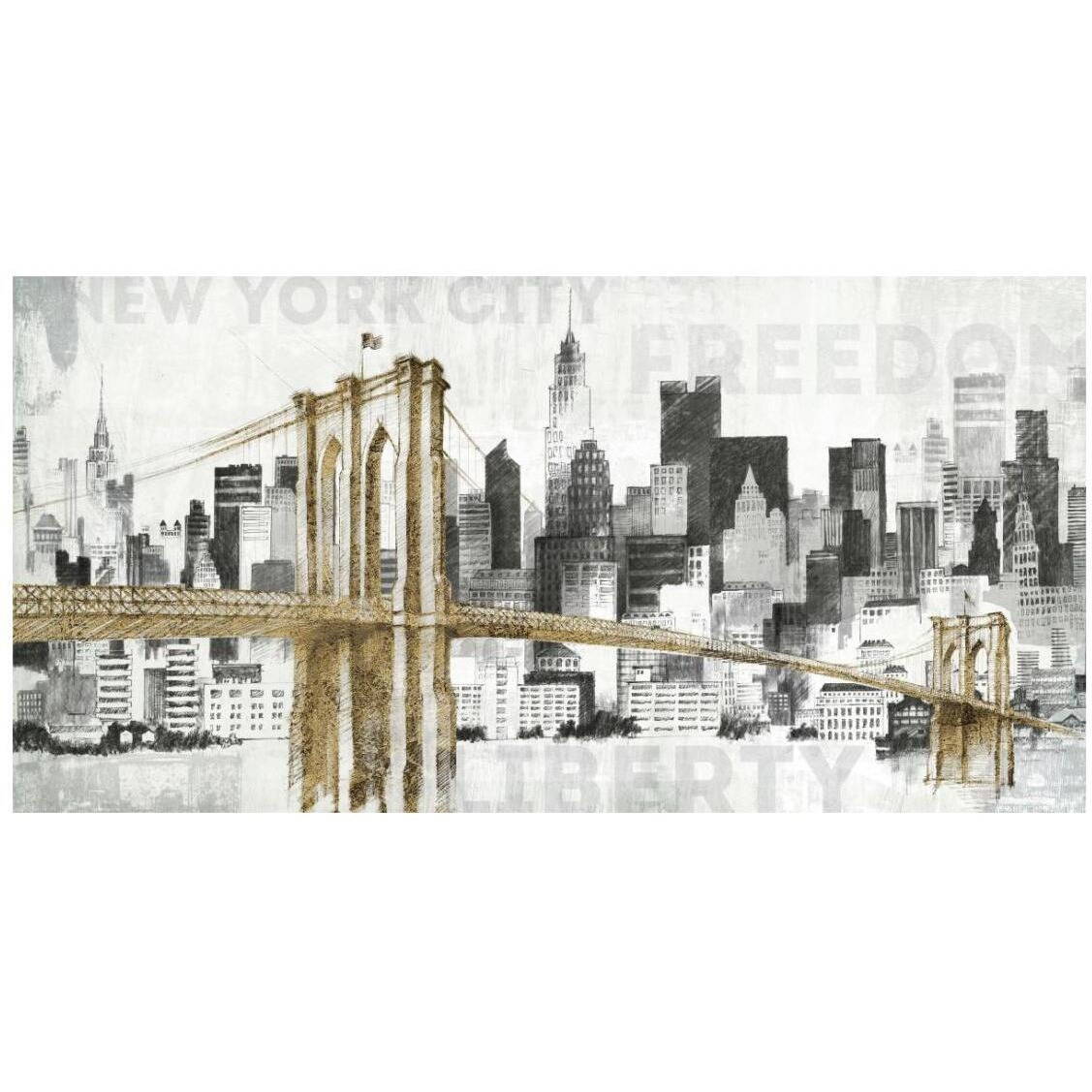 New York Skyline I -Paper Art-26&quotx14"
