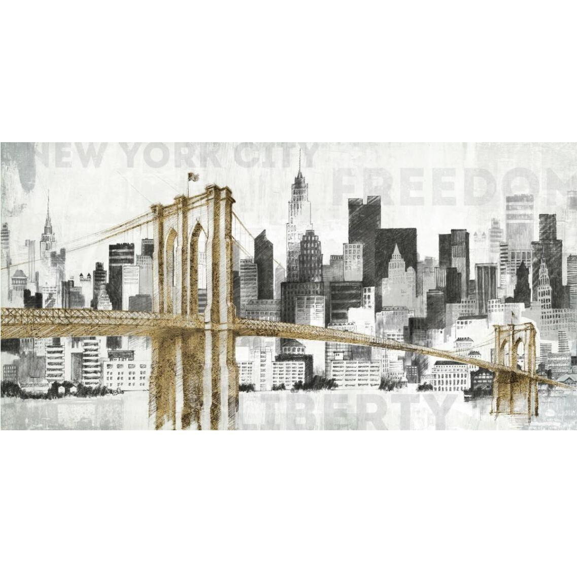 New York Skyline I -Paper Art-38&quotx20"