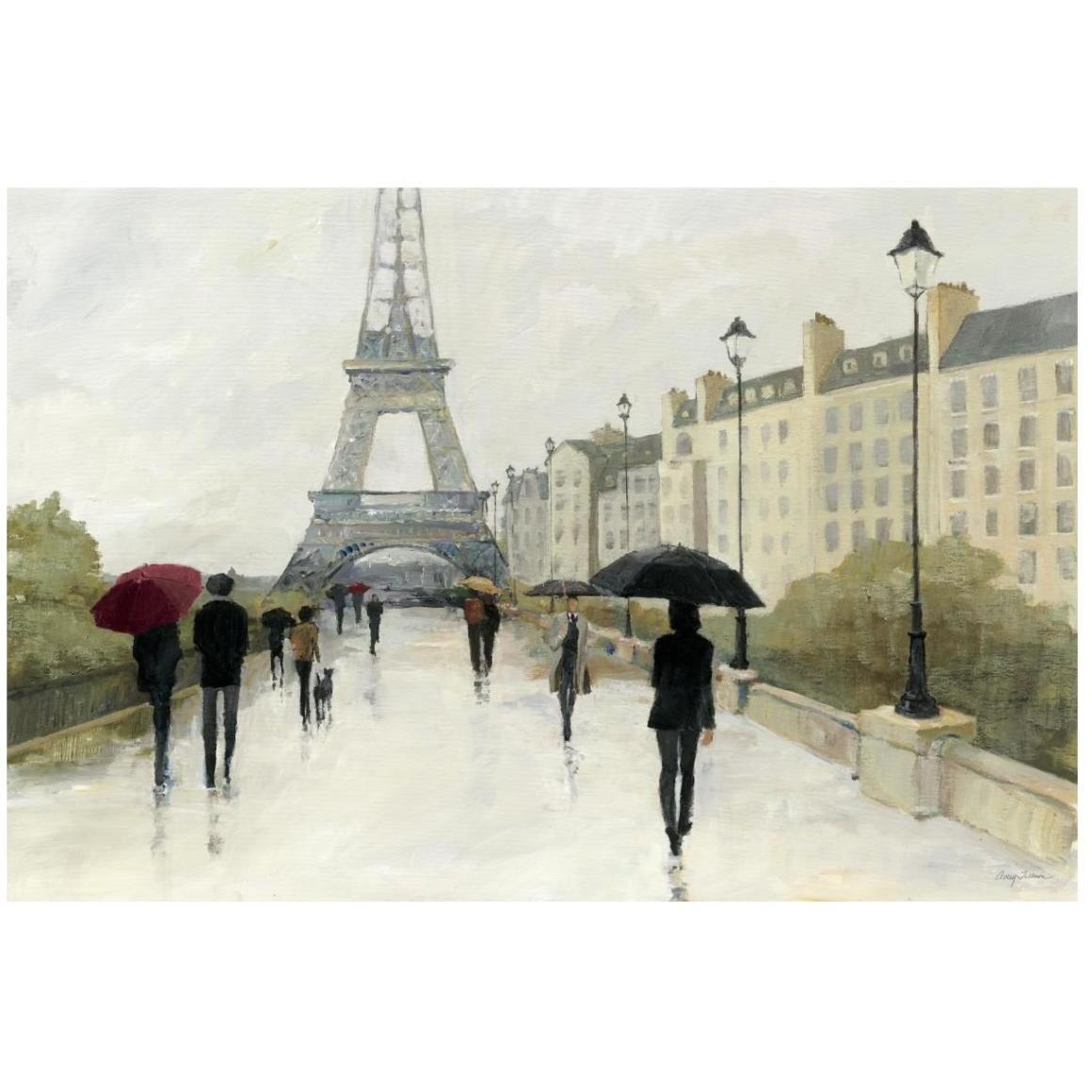 Eiffel in the Rain Marsala Umbrella -Paper Art-20&quotx14"
