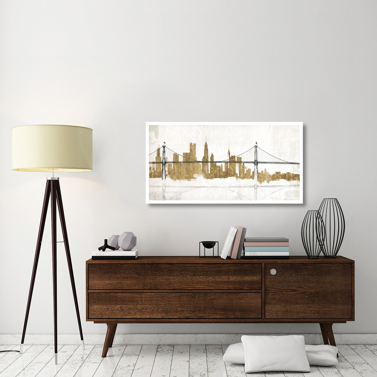 Bridge and Skyline Gold -Paper Art-50&quotx26"