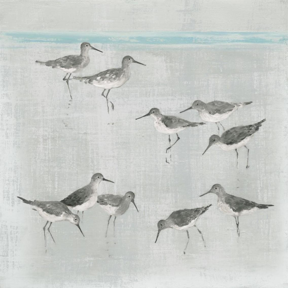 Sandpipers Gray -Paper Art-38&quotx38"